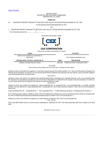 Thumbnail CSX Corporation 10-Q Quarterly Report FY2017 