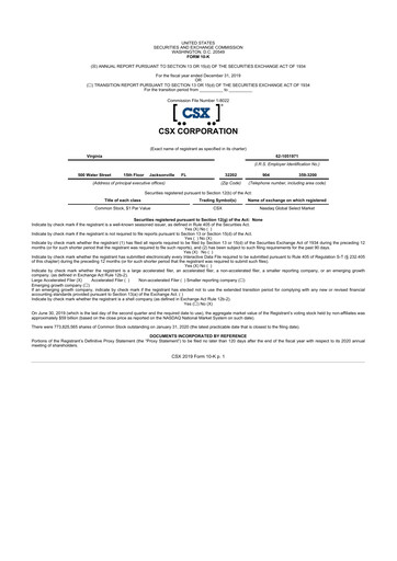 Thumbnail CSX Corporation 10-K Annual Report 2019