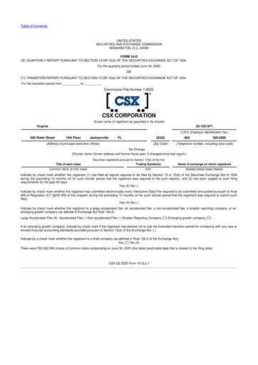 Thumbnail CSX Corporation 10-Q Quarterly Report FY2020 