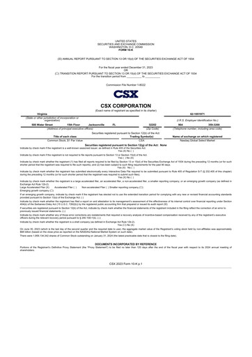Thumbnail CSX Corporation 10-K Annual Report 2023
