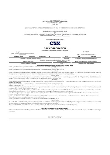 Thumbnail CSX Corporation 10-K Annual Report 2024