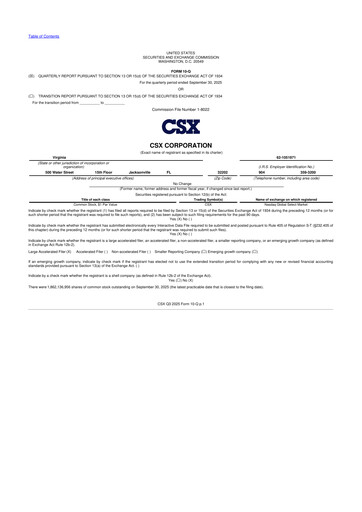 Thumbnail CSX Corporation 10-Q Quarterly Report FY2025 
