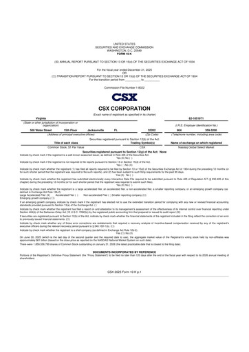 Thumbnail CSX Corporation 10-K Annual Report 2025