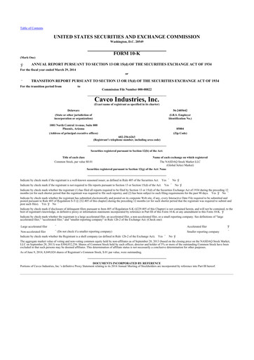 Thumbnail Cavco Industries 10-K Annual Report 2014