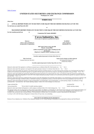 Thumbnail Cavco Industries 10-K Annual Report 2015