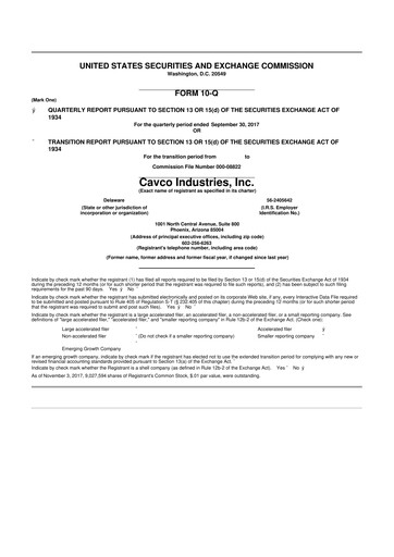 Vorschaubild Cavco Industries 10-Q Quartalsbericht 2018 