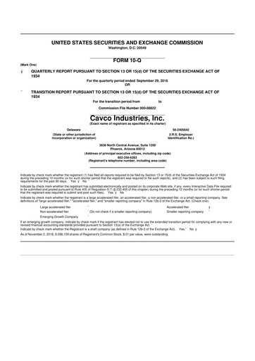 Vorschaubild Cavco Industries 10-Q Quartalsbericht 2019 