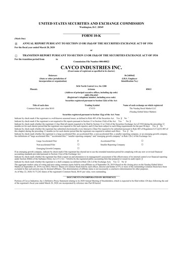 Thumbnail Cavco Industries 10-K Annual Report 2020