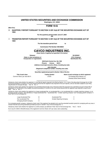 Vorschaubild Cavco Industries 10-Q Quartalsbericht 2021 