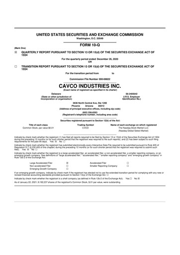 Vorschaubild Cavco Industries 10-Q Quartalsbericht 2021 