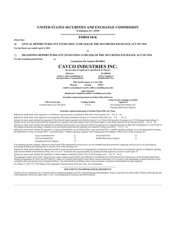 Thumbnail Cavco Industries 10-K Annual Report 2021