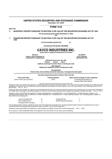 Vorschaubild Cavco Industries 10-Q Quartalsbericht 2023 
