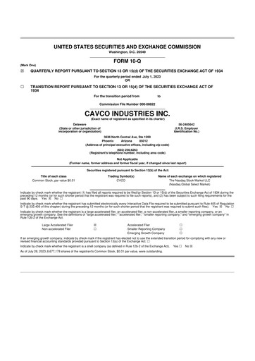 Vorschaubild Cavco Industries 10-Q Quartalsbericht 2024 