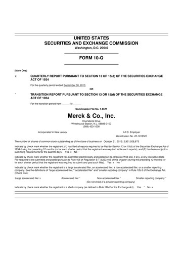 Miniature Merck 10-Q Rapport trimestriel 2013 