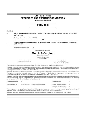 Miniature Merck 10-Q Rapport trimestriel 2018 