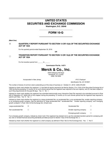 Miniature Merck 10-Q Rapport trimestriel 2018 