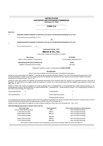 Miniature Merck 10-Q Rapport trimestriel 2019 
