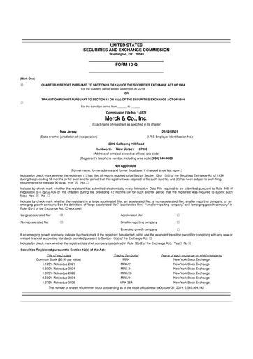 Miniature Merck 10-Q Rapport trimestriel 2019 