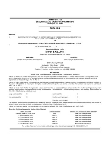 Miniature Merck 10-Q Rapport trimestriel 2020 