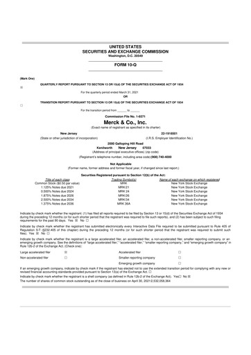 Miniature Merck 10-Q Rapport trimestriel 2021 