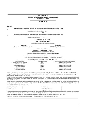 Miniature Merck 10-Q Rapport trimestriel 2021 