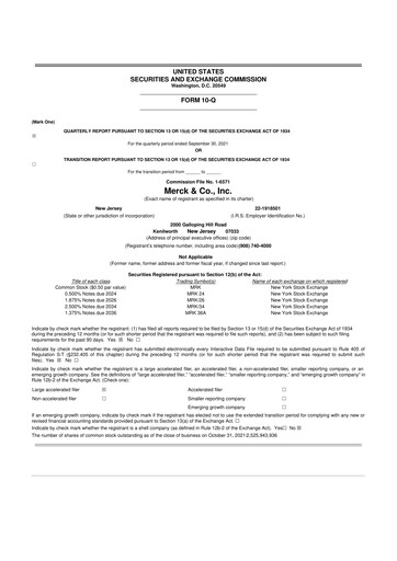 Miniature Merck 10-Q Rapport trimestriel 2021 