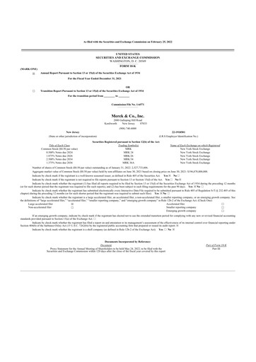 Thumbnail Merck 10-K Annual Report 2021