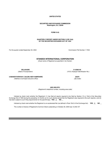Vorschaubild Standex International 10-Q Quartalsbericht  