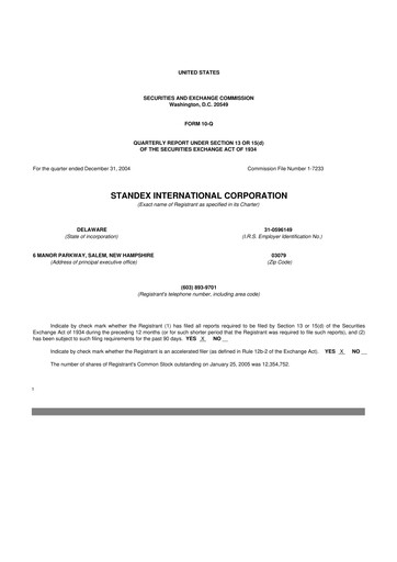 Vorschaubild Standex International 10-Q Quartalsbericht  
