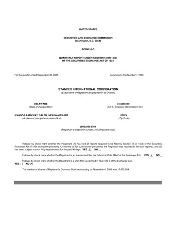 Vorschaubild Standex International 10-Q Quartalsbericht  
