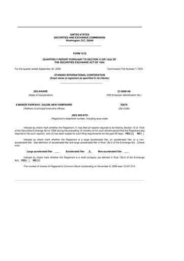 Vorschaubild Standex International 10-Q Quartalsbericht  