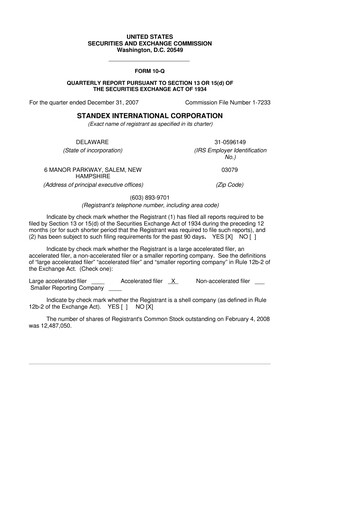 Vorschaubild Standex International 10-Q Quartalsbericht  