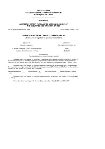 Vorschaubild Standex International 10-Q Quartalsbericht  