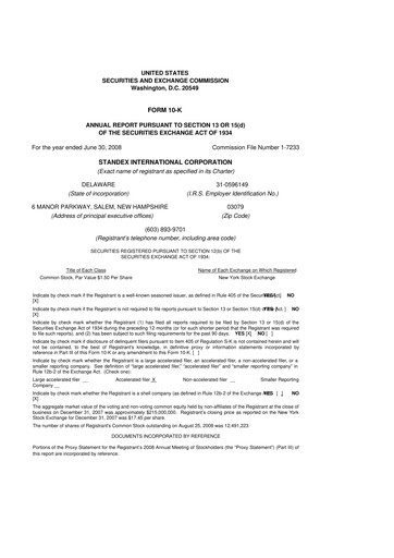 Thumbnail Standex International 10-K Annual Report 