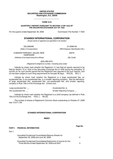 Vorschaubild Standex International 10-Q Quartalsbericht  
