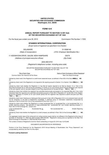 Thumbnail Standex International 10-K Annual Report 