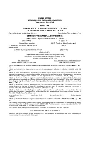 Thumbnail Standex International 10-K Annual Report 