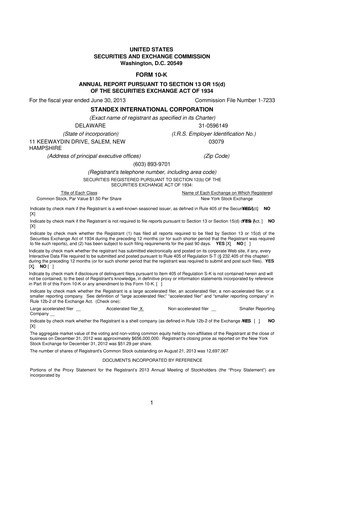 Thumbnail Standex International 10-K Annual Report 2013