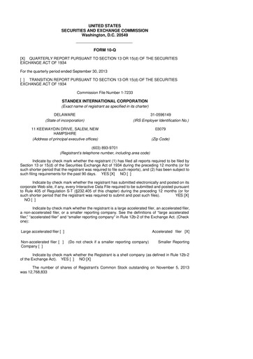 Vorschaubild Standex International 10-Q Quartalsbericht  