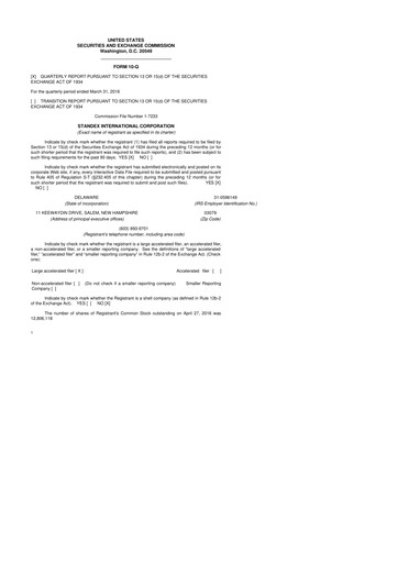 Vorschaubild Standex International 10-Q Quartalsbericht  