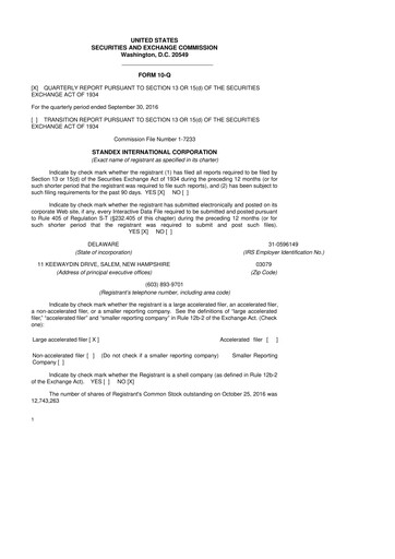 Vorschaubild Standex International 10-Q Quartalsbericht  