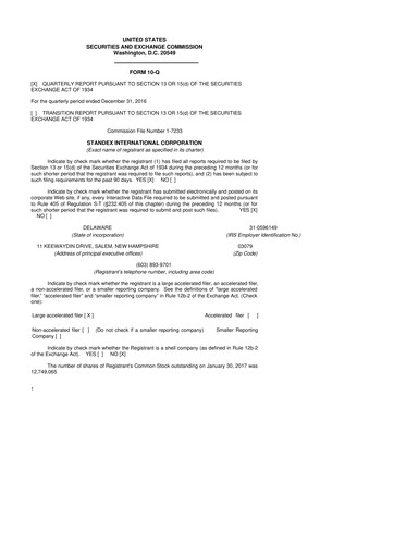 Vorschaubild Standex International 10-Q Quartalsbericht  