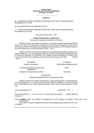 Vorschaubild Standex International 10-Q Quartalsbericht  