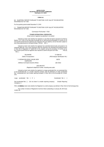 Vorschaubild Standex International 10-Q Quartalsbericht  