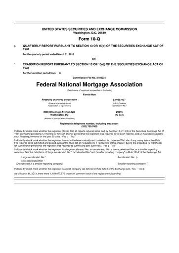 Thumbnail Fannie Mae
 10-Q Quarterly Report FY2013 