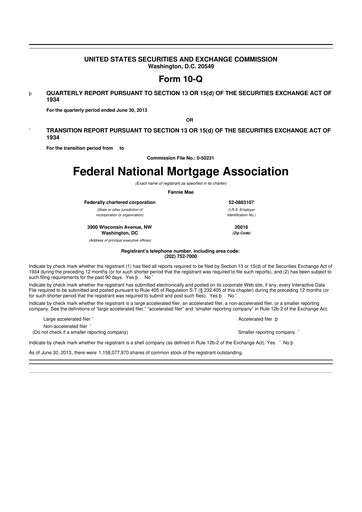 Thumbnail Fannie Mae
 10-Q Quarterly Report FY2013 