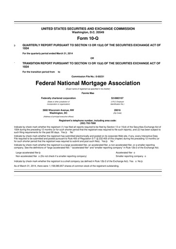 Thumbnail Fannie Mae
 10-Q Quarterly Report FY2014 