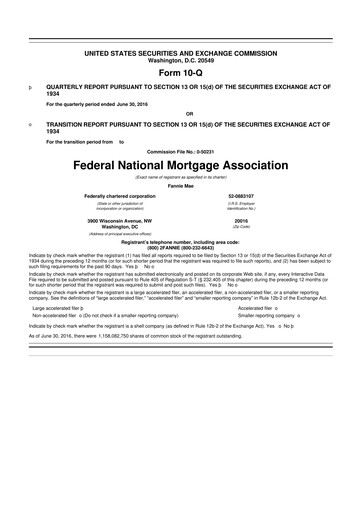 Thumbnail Fannie Mae
 10-Q Quarterly Report FY2016 