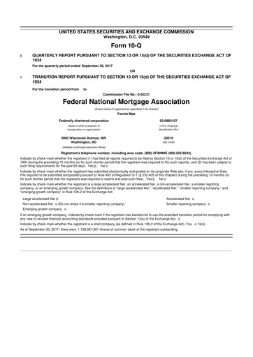 Thumbnail Fannie Mae
 10-Q Quarterly Report FY2017 