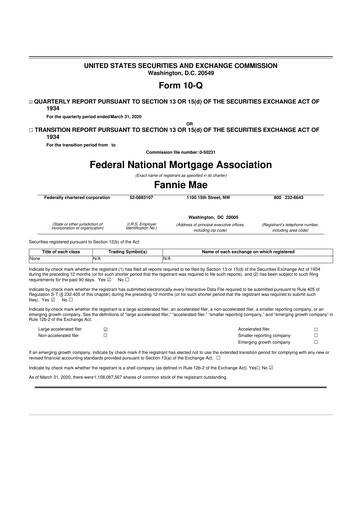 Thumbnail Fannie Mae
 10-Q Quarterly Report FY2020 